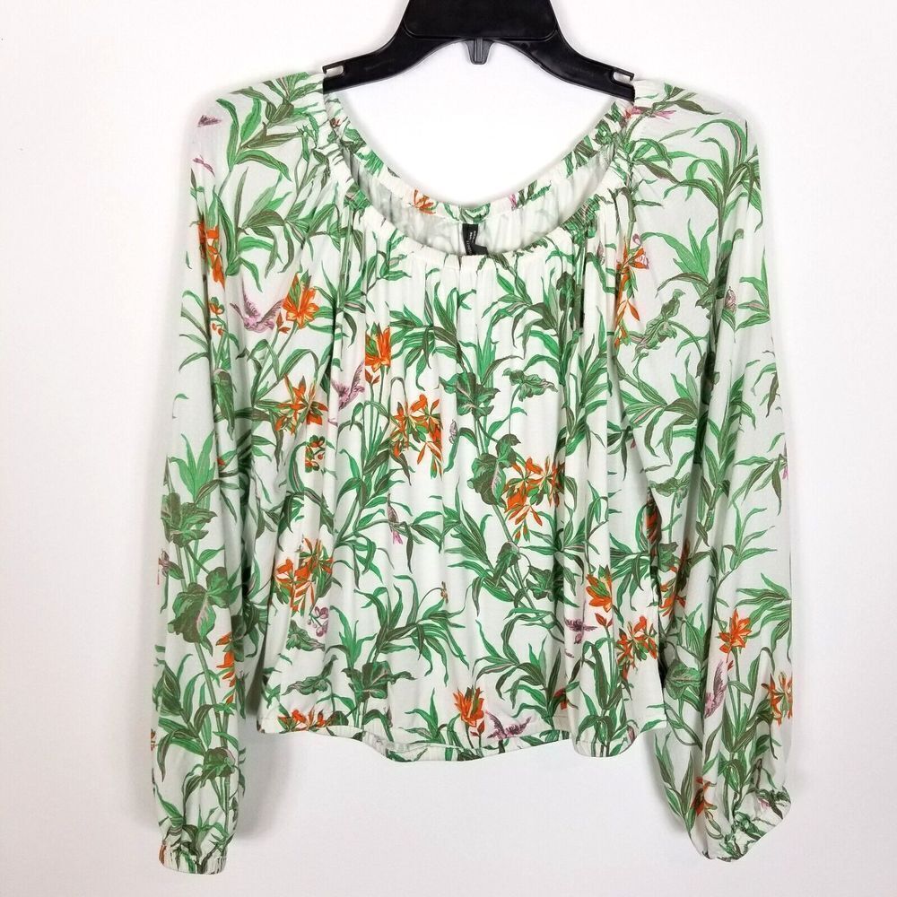 Anthropologie Women Cascais Tropical Floral  Off The Shoulder Top Size XS Blouse